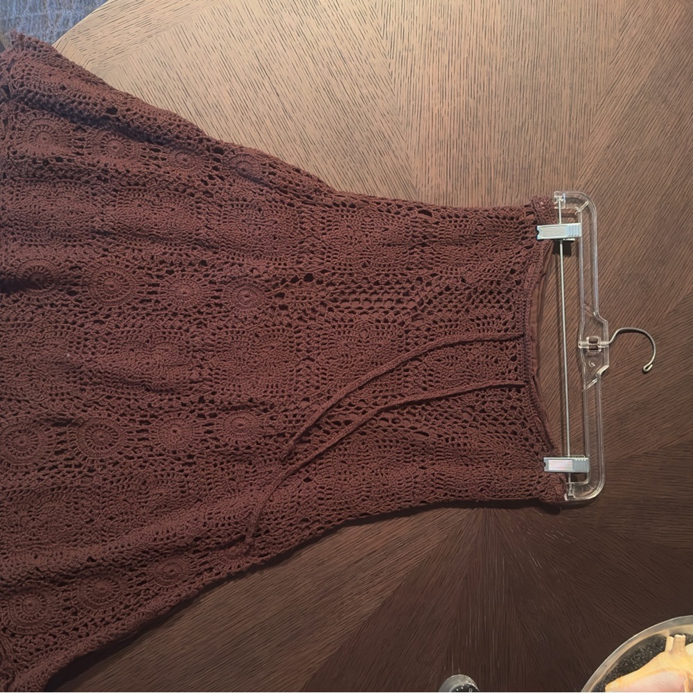 Brown Crochet Sleeveless skirt